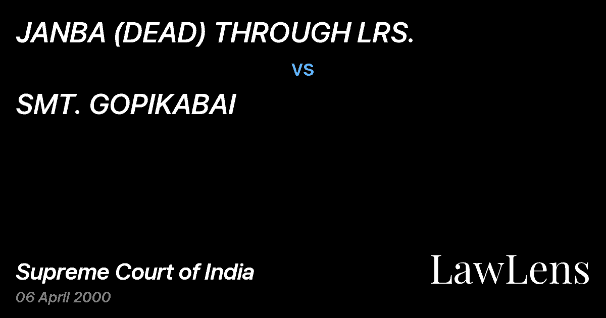 Preview image for JANBA (DEAD) THROUGH LRS. vs. SMT. GOPIKABAI