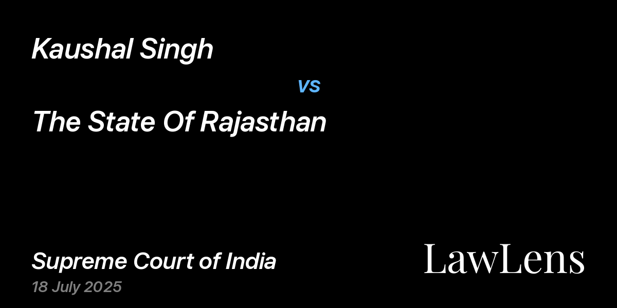 Preview image for Kaushal Singh vs. The State Of Rajasthan