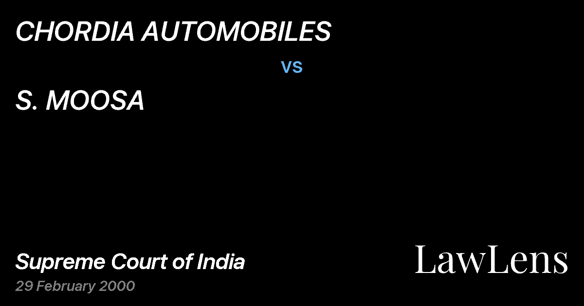 Preview image for CHORDIA AUTOMOBILES vs. S. MOOSA