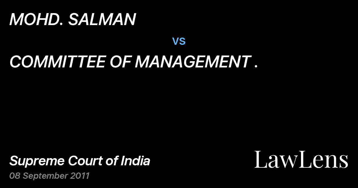 Preview image for MOHD. SALMAN vs. COMMITTEE OF MANAGEMENT .