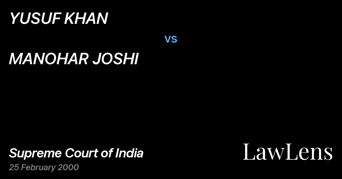 Preview image for YUSUF KHAN vs. MANOHAR JOSHI