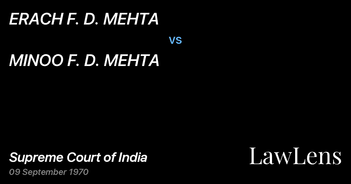 Preview image for ERACH F. D. MEHTA vs. MINOO F. D. MEHTA