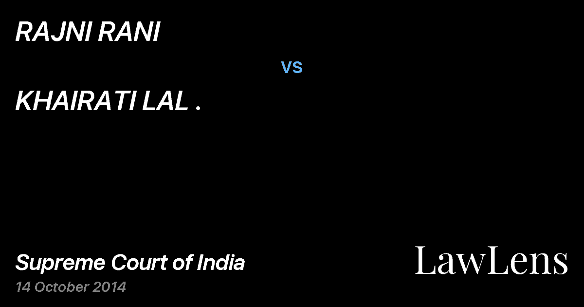 Preview image for RAJNI RANI vs. KHAIRATI LAL .