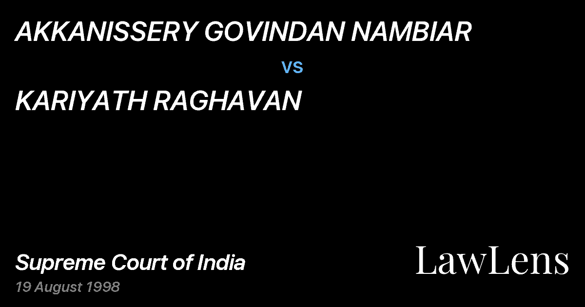 Preview image for AKKANISSERY GOVINDAN NAMBIAR vs. KARIYATH RAGHAVAN