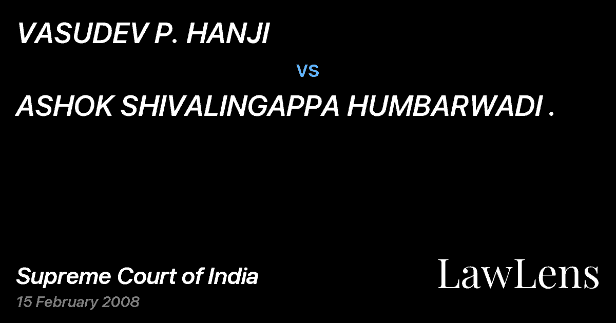 Preview image for VASUDEV P. HANJI vs. ASHOK SHIVALINGAPPA HUMBARWADI .