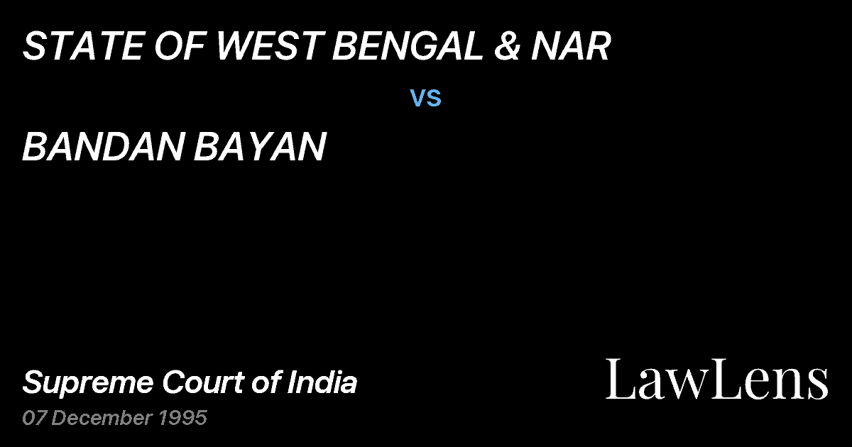 Preview image for STATE OF WEST BENGAL & NAR vs. BANDAN BAYAN