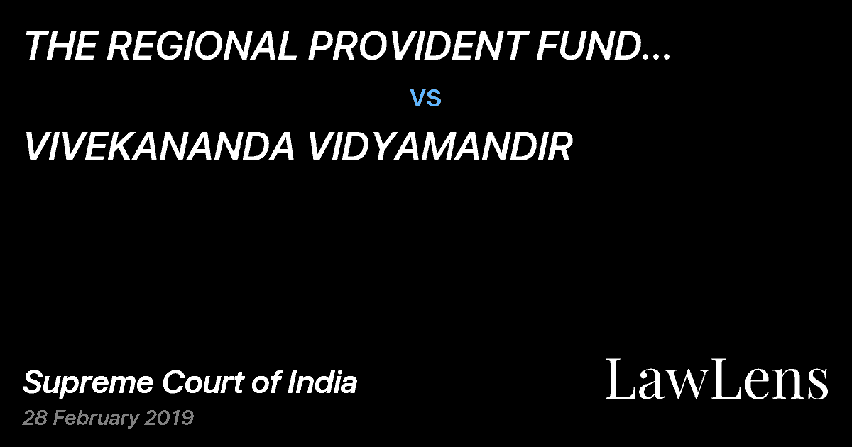 Preview image for THE REGIONAL PROVIDENT FUND COMMISSIONER (II),WEST BENGAL. vs. VIVEKANANDA VIDYAMANDIR