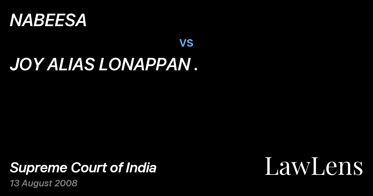 Preview image for NABEESA vs. JOY ALIAS LONAPPAN .