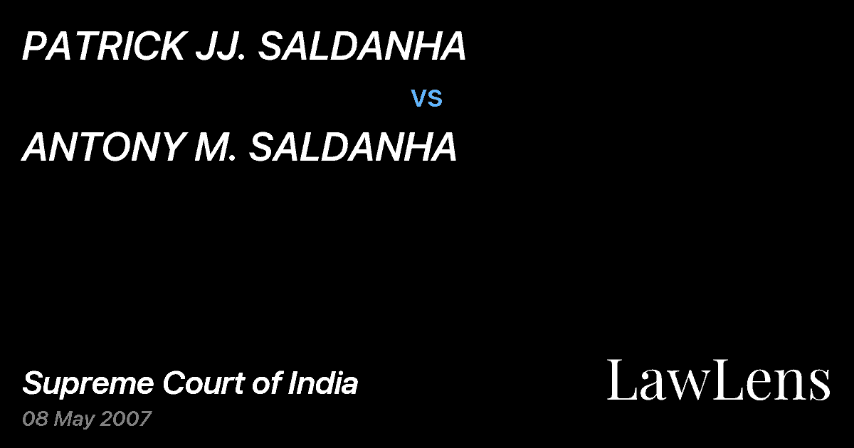 Preview image for PATRICK JJ. SALDANHA vs. ANTONY M. SALDANHA