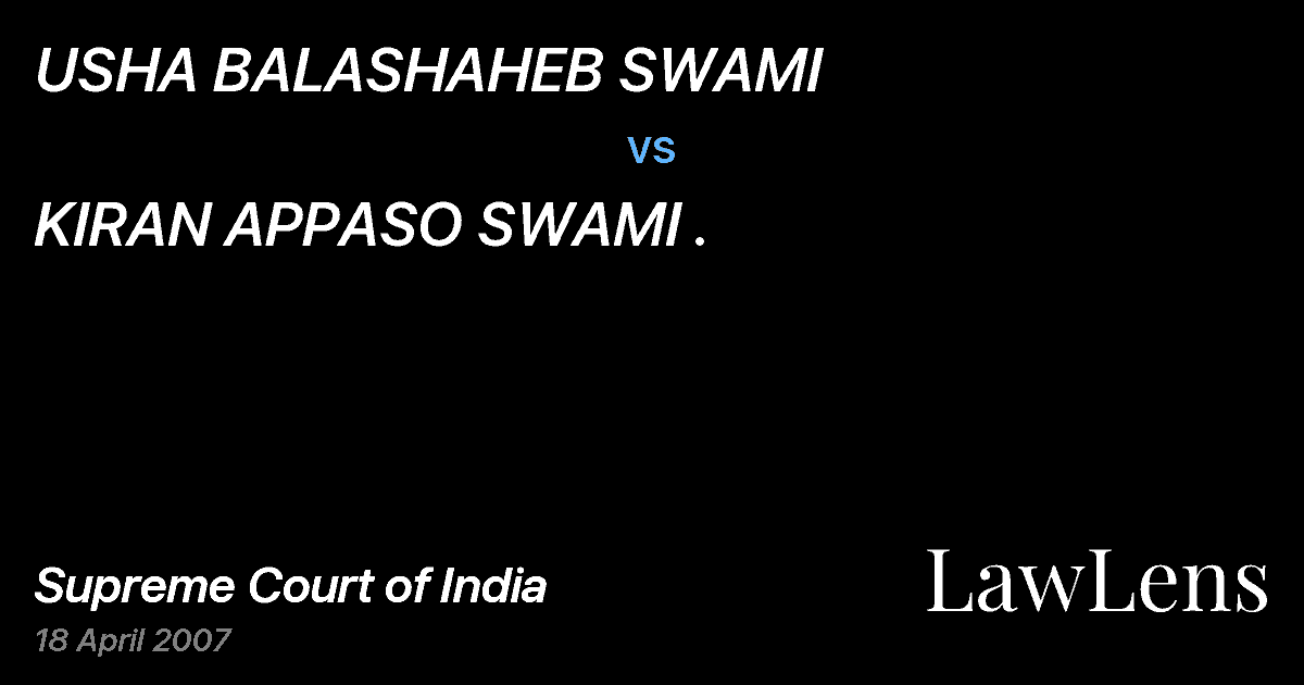 Preview image for USHA BALASHAHEB SWAMI vs. KIRAN APPASO SWAMI .