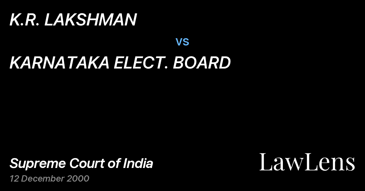 Preview image for K.R. LAKSHMAN vs. KARNATAKA ELECT. BOARD