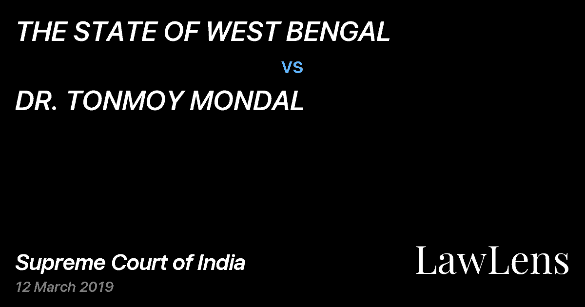 Preview image for THE STATE OF WEST BENGAL vs. DR. TONMOY MONDAL