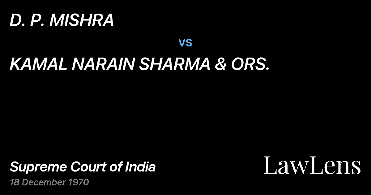 Preview image for D. P. MISHRA vs. KAMAL NARAIN SHARMA & ORS.