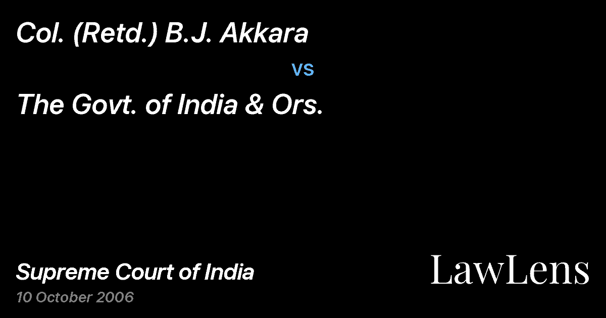 Preview image for Col. (Retd.) B.J. Akkara vs. The Govt. of India & Ors.