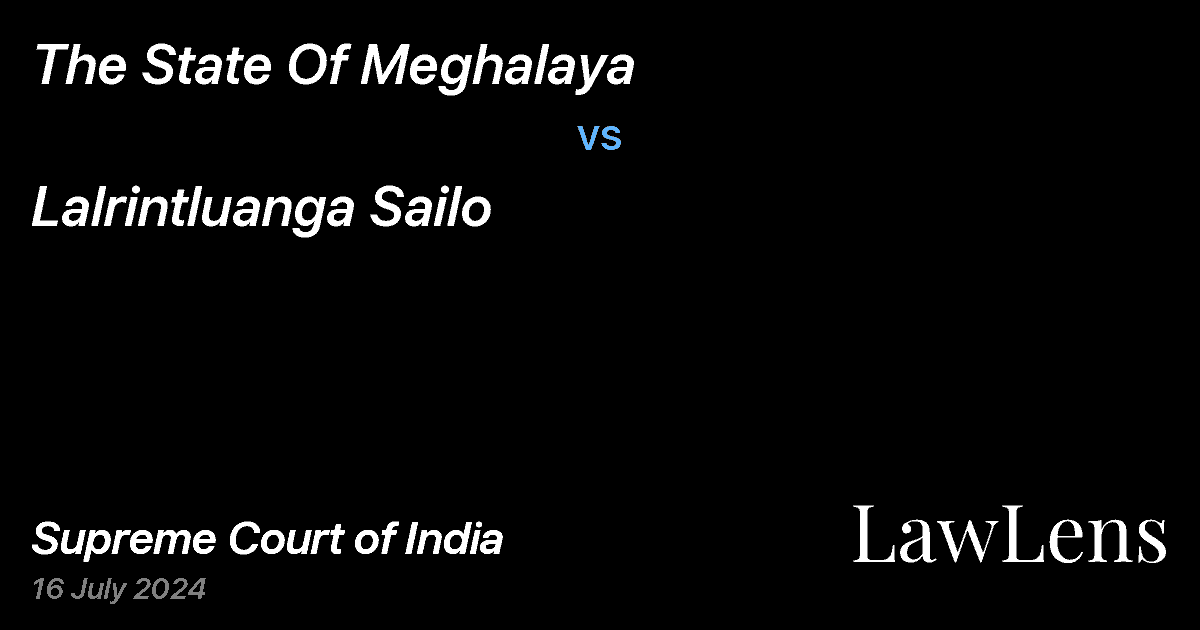 Preview image for THE STATE OF MEGHALAYA vs. LALRINTLUANGA SAILO
