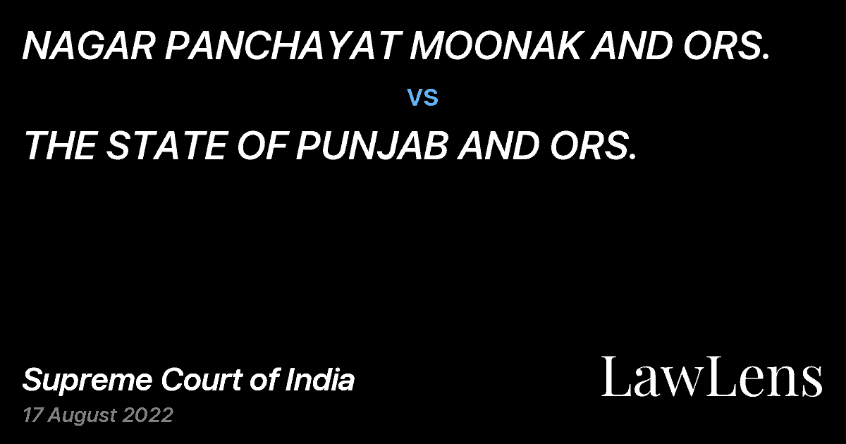 Preview image for NAGAR PANCHAYAT MOONAK AND ORS. vs. THE STATE OF PUNJAB AND ORS.