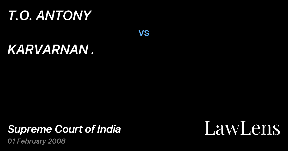 Preview image for T.O. ANTONY vs. KARVARNAN .