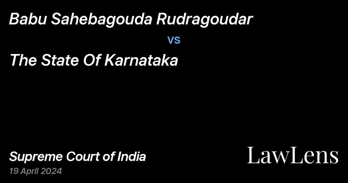 Preview image for Babu Sahebagouda Rudragoudar vs. The State Of Karnataka