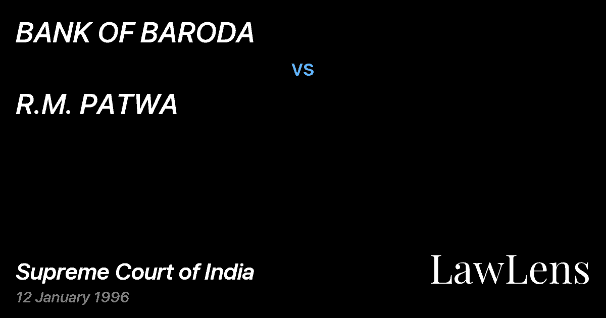 Preview image for BANK OF BARODA vs. R.M. PATWA