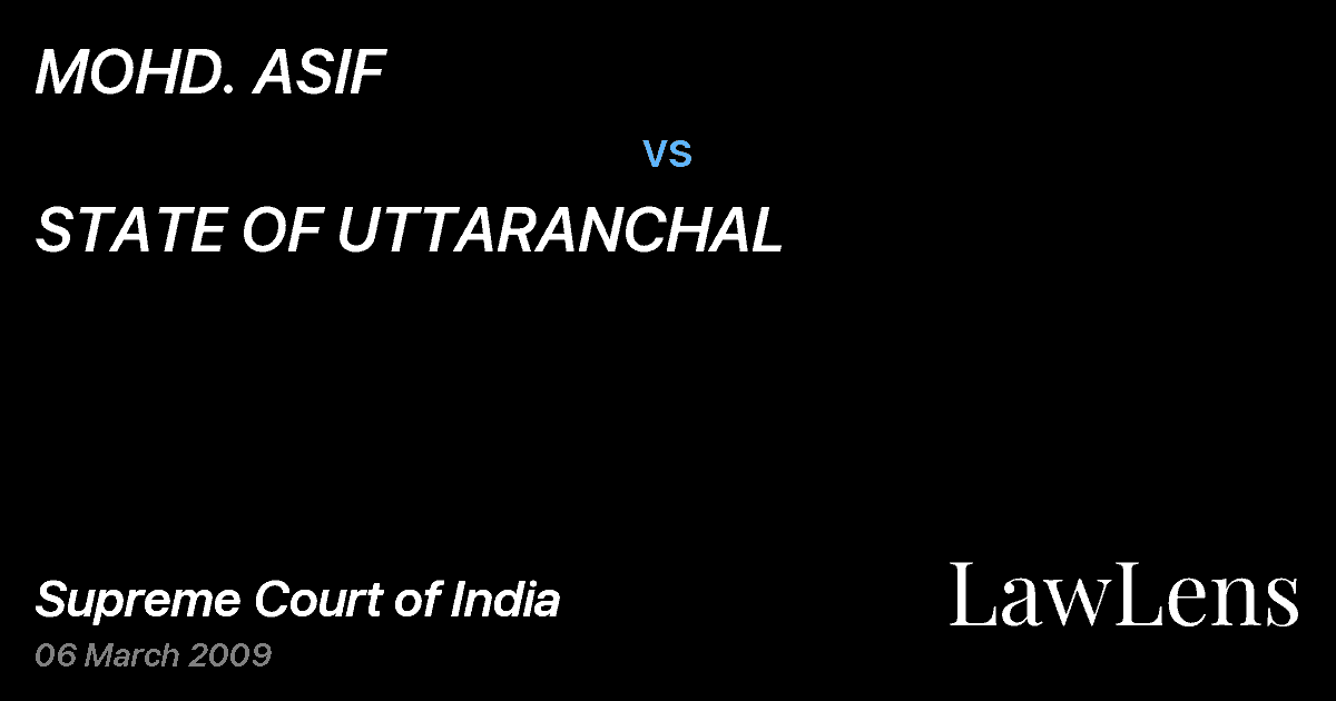 Preview image for MOHD. ASIF vs. STATE OF UTTARANCHAL