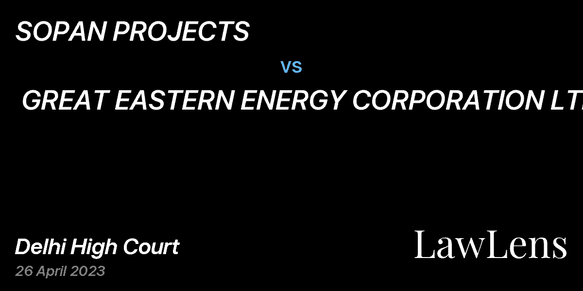 Preview image for SOPAN PROJECTS vs. GREAT EASTERN ENERGY CORPORATION LTD.