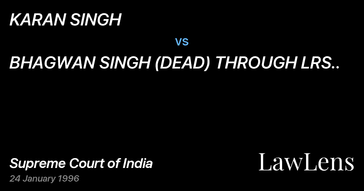 Preview image for KARAN SINGH vs. BHAGWAN SINGH (DEAD) THROUGH LRS..