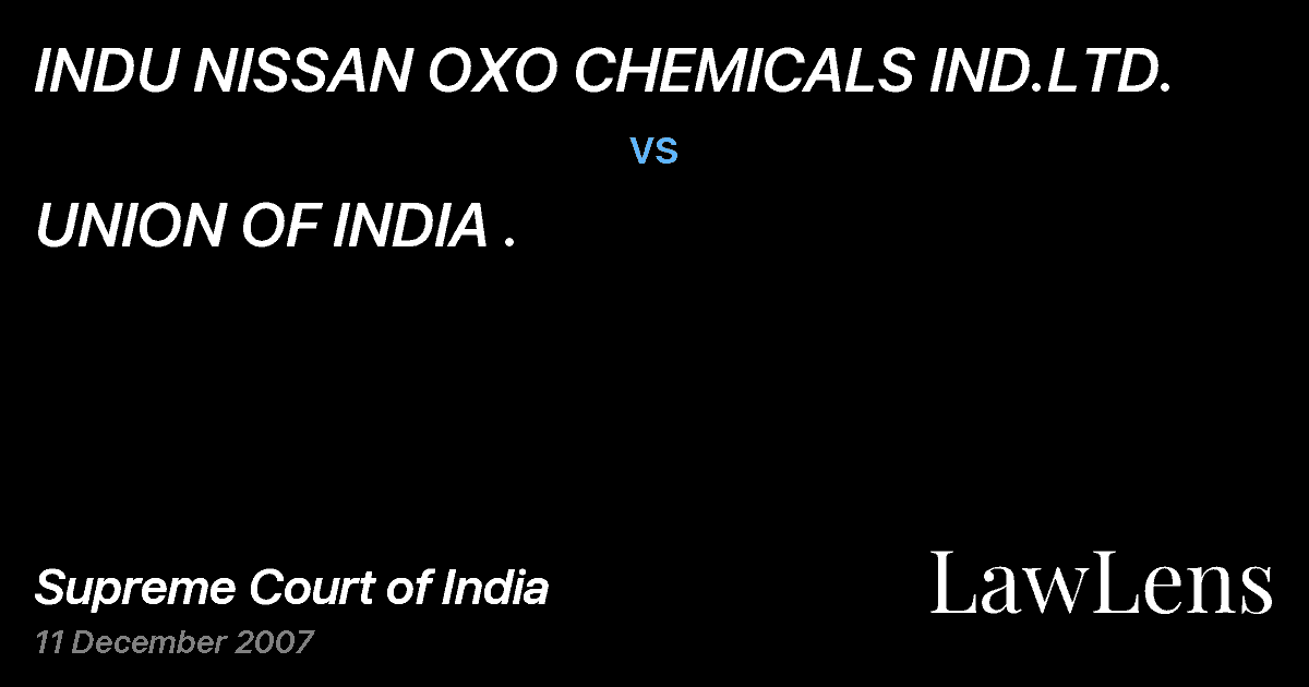 Preview image for INDU NISSAN OXO CHEMICALS IND.LTD. vs. UNION OF INDIA .