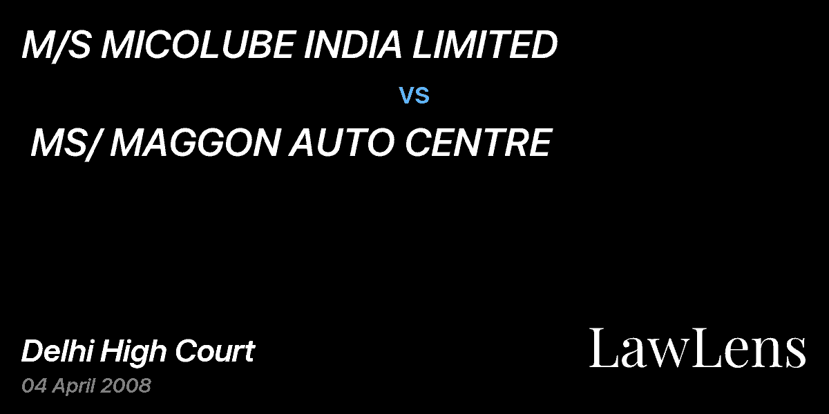 Preview image for M/S MICOLUBE INDIA LIMITED  vs.  MS/ MAGGON AUTO CENTRE