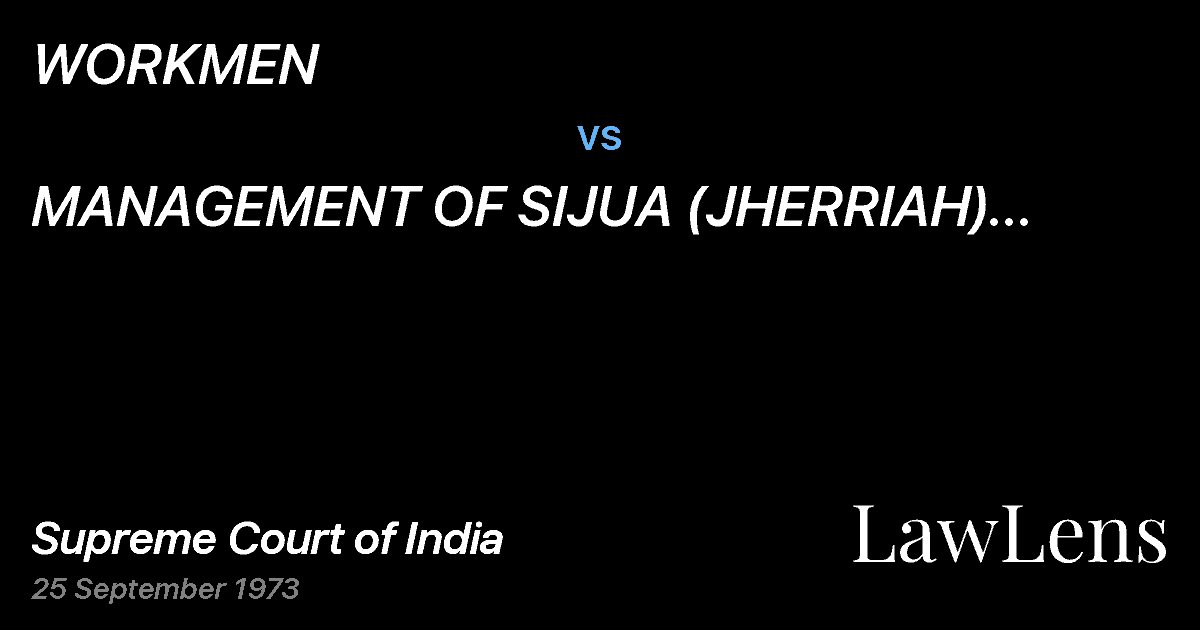 Preview image for WORKMEN vs. MANAGEMENT OF SIJUA (JHERRIAH) ELECTRIC SUPPLY CO.  LTD.