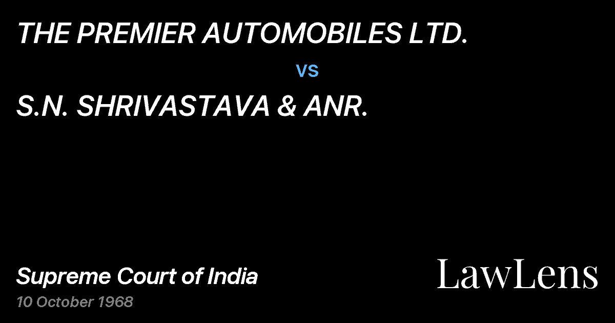 Preview image for THE PREMIER AUTOMOBILES LTD. vs. S.N. SHRIVASTAVA & ANR.
