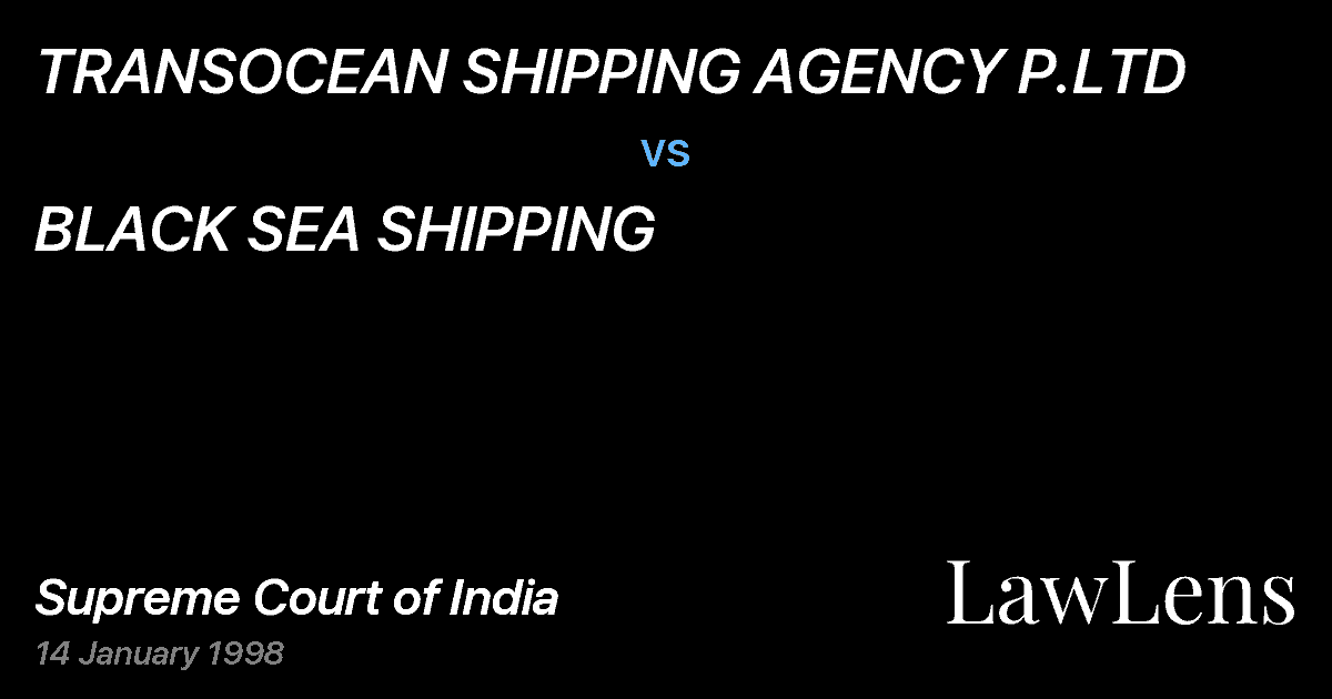 Preview image for TRANSOCEAN SHIPPING AGENCY P.LTD vs. BLACK SEA SHIPPING