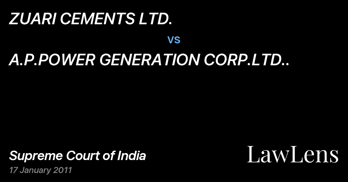 Preview image for ZUARI CEMENTS LTD. vs. A.P.POWER GENERATION CORP.LTD..