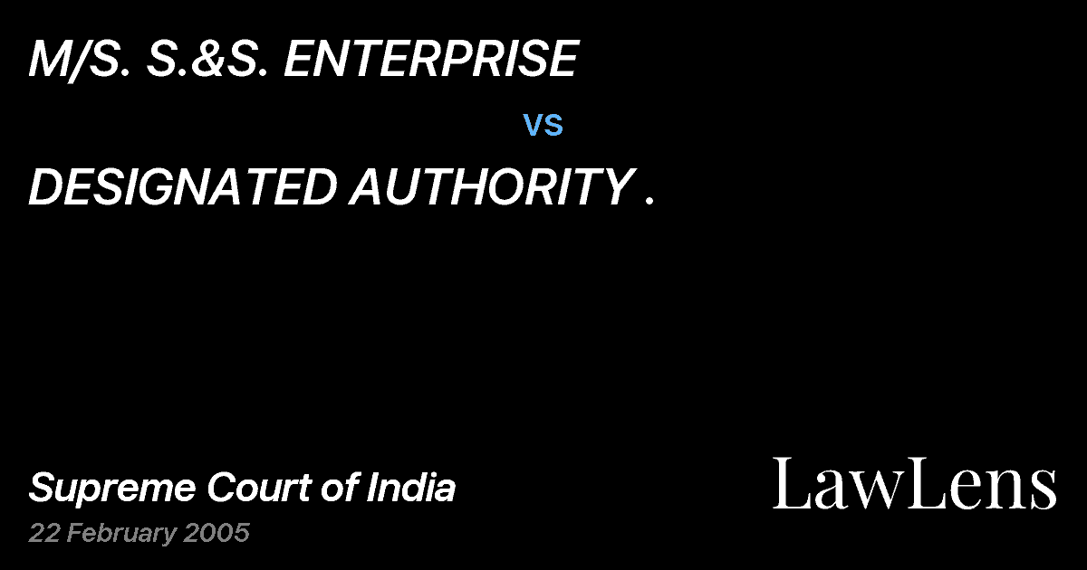 Preview image for M/S. S.&S. ENTERPRISE vs. DESIGNATED AUTHORITY .
