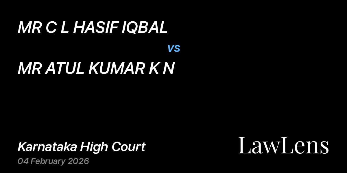 Preview image for MR C L HASIF IQBAL vs. MR ATUL KUMAR K N