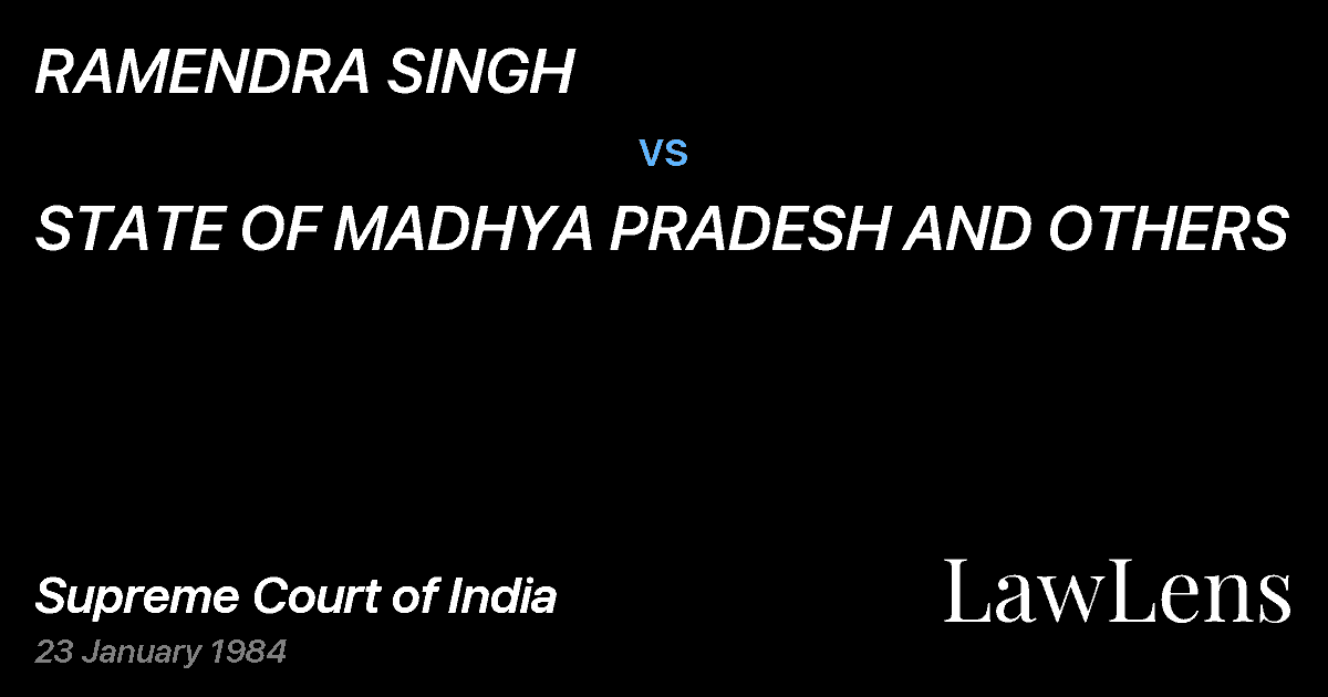 Preview image for RAMENDRA SINGH vs. STATE OF MADHYA PRADESH AND OTHERS