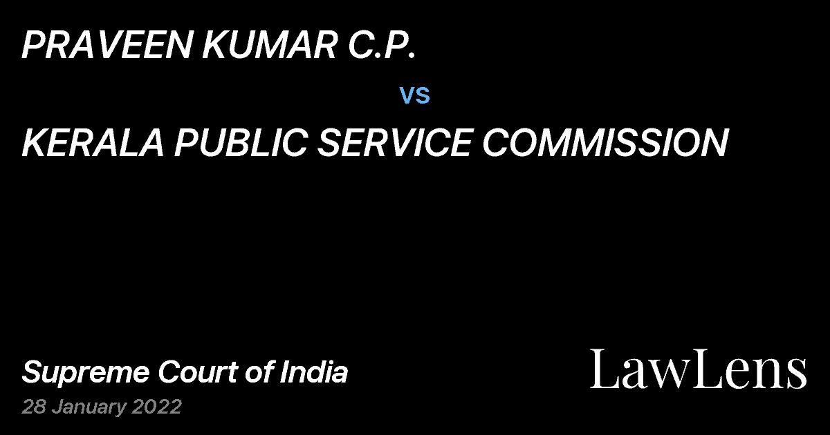 Preview image for PRAVEEN KUMAR C.P. vs. KERALA PUBLIC SERVICE COMMISSION
