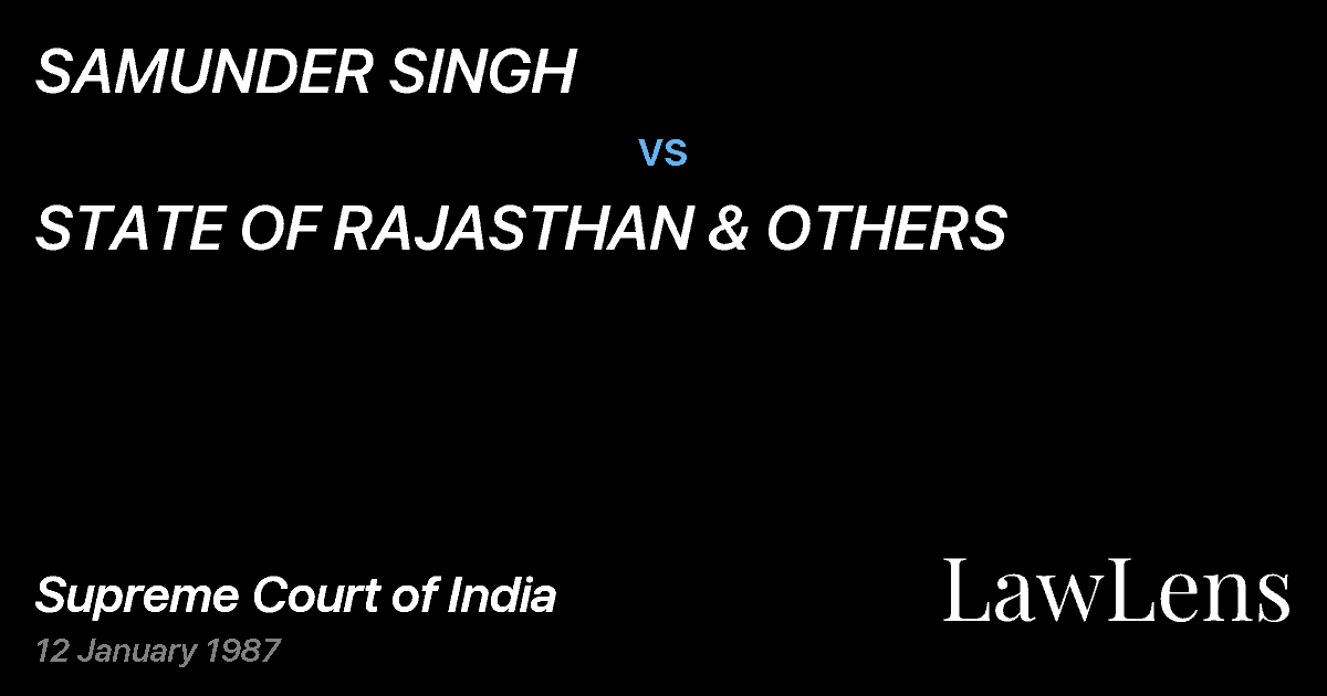Preview image for SAMUNDER SINGH vs. STATE OF RAJASTHAN & OTHERS