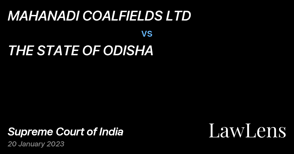 Preview image for MAHANADI COALFIELDS LTD vs. THE STATE OF ODISHA