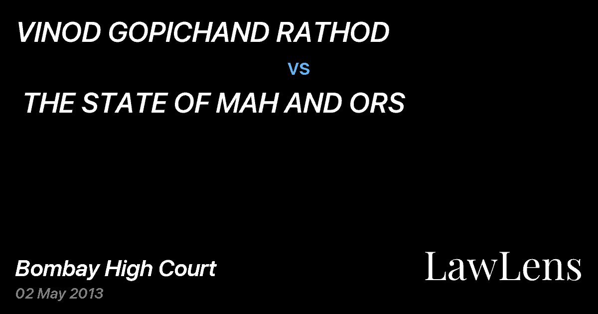 Preview image for VINOD GOPICHAND RATHOD  vs.  THE STATE OF MAH AND ORS