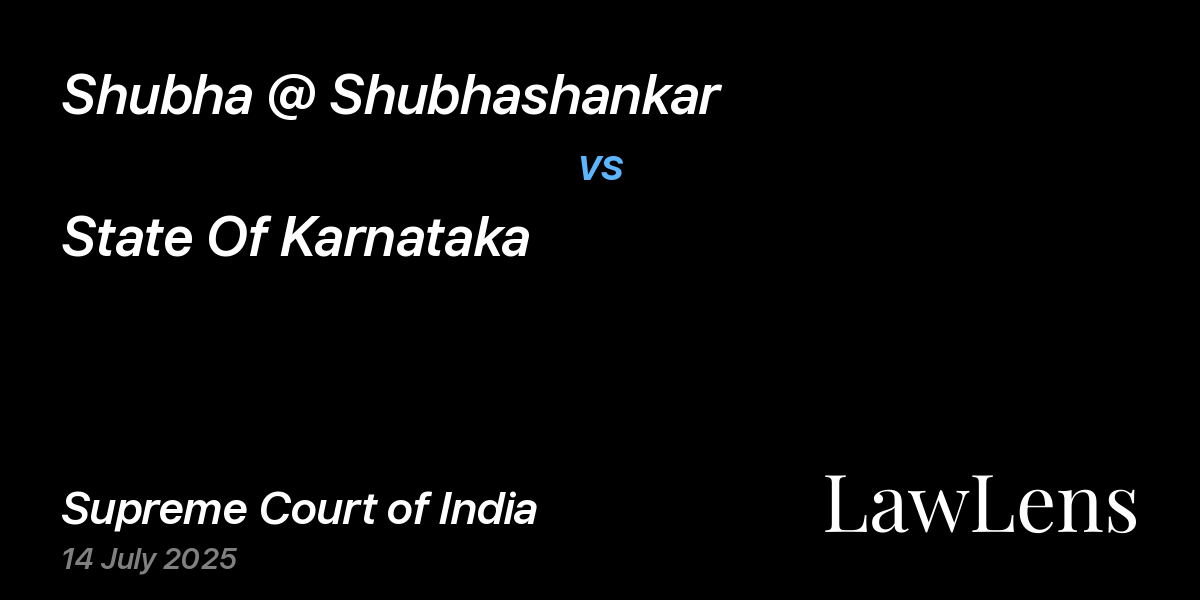 Preview image for Shubha @ Shubhashankar vs. State Of Karnataka