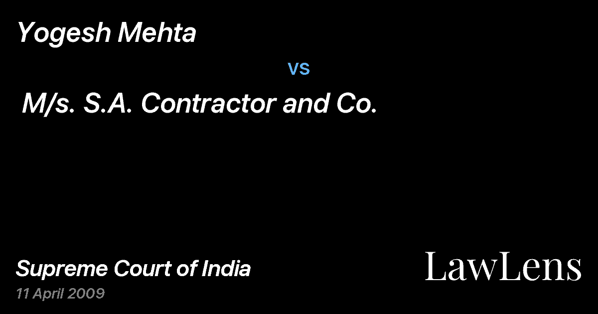 Preview image for Yogesh Mehta vs. M/s. S.A. Contractor and Co.
