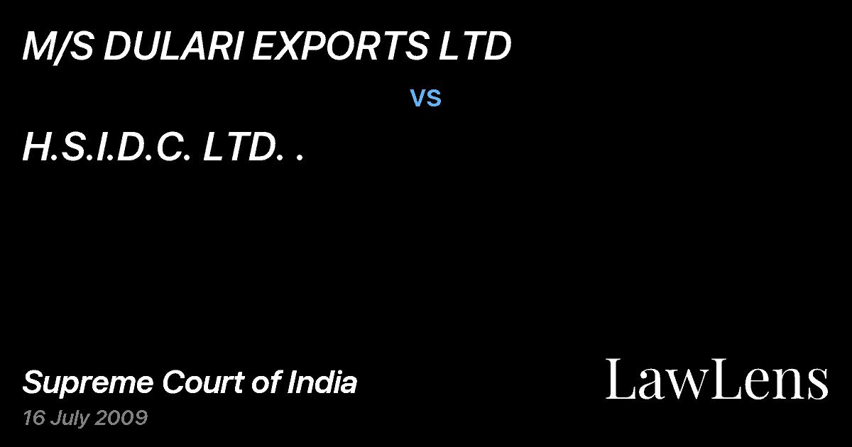 Preview image for M/S DULARI EXPORTS LTD vs. H.S.I.D.C. LTD. .