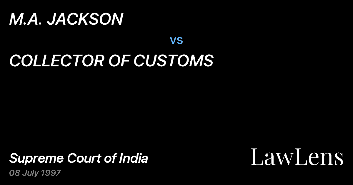 Preview image for M.A. JACKSON vs. COLLECTOR OF CUSTOMS