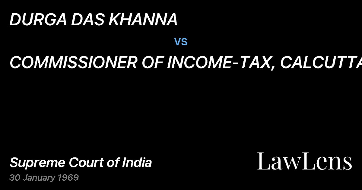 Preview image for DURGA DAS KHANNA vs. COMMISSIONER OF INCOME-TAX, CALCUTTA