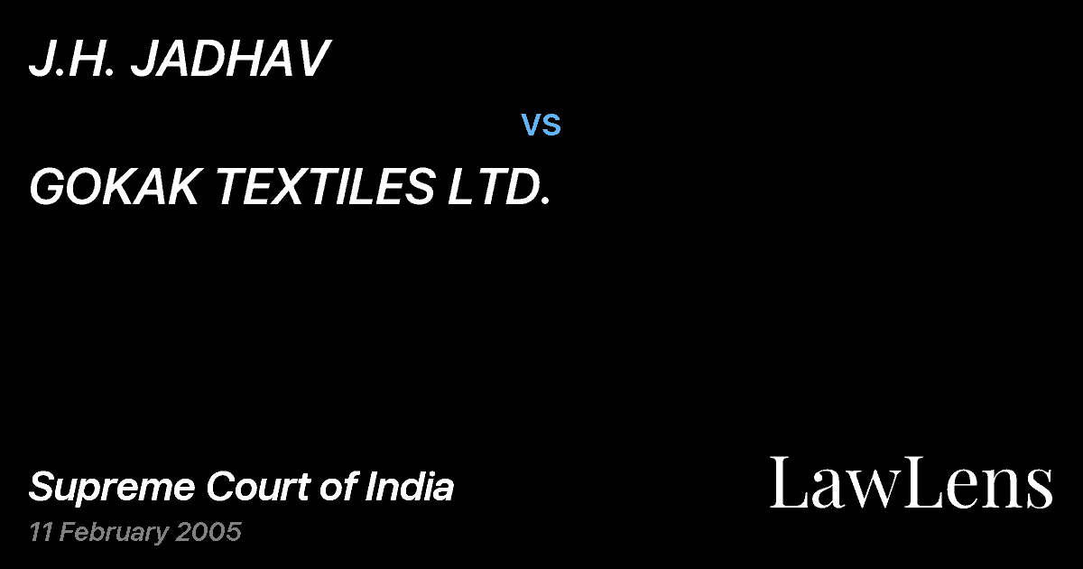 Preview image for J.H. JADHAV vs. GOKAK TEXTILES LTD.