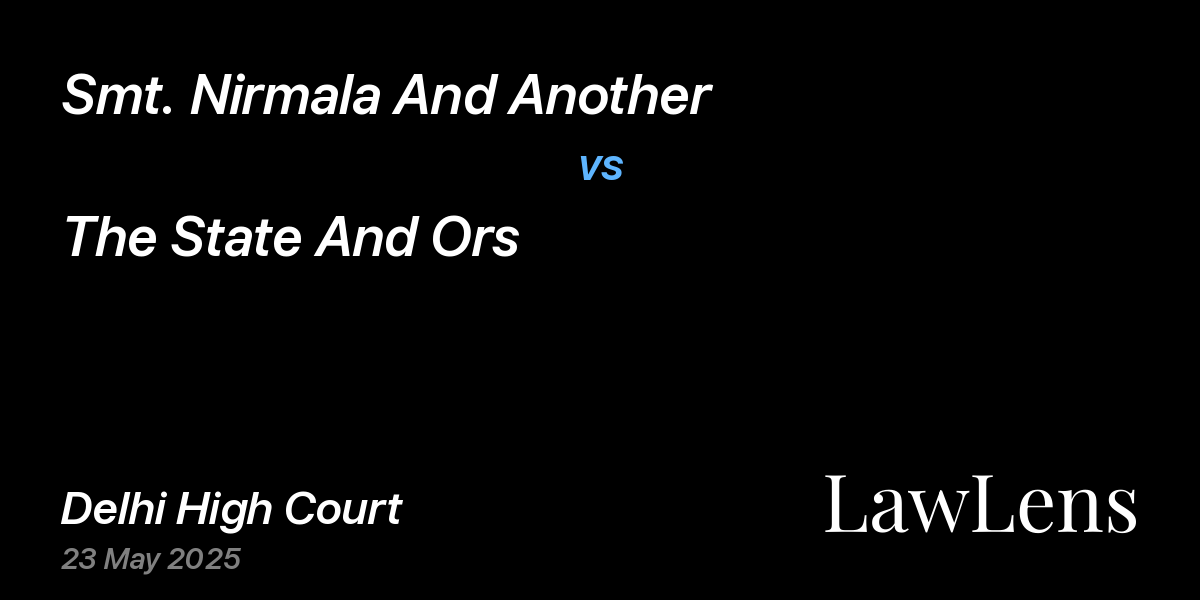 Preview image for Smt. Nirmala And Another vs. The State And Ors