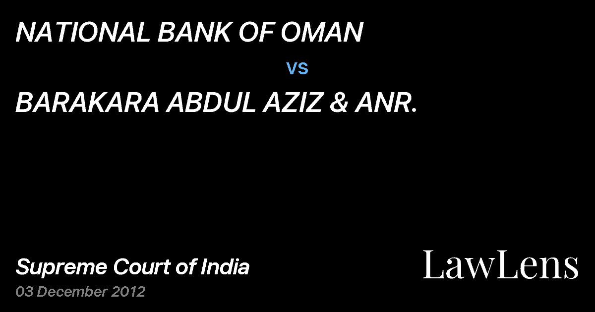 Preview image for NATIONAL BANK OF OMAN vs. BARAKARA ABDUL AZIZ & ANR.