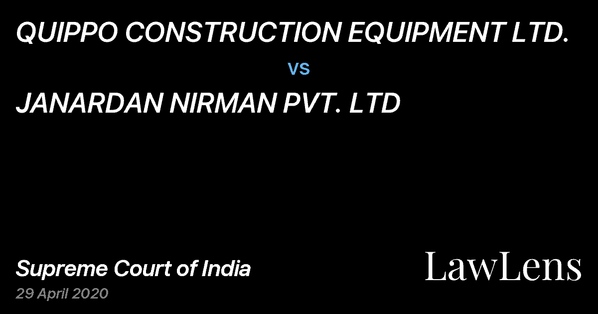 Preview image for QUIPPO CONSTRUCTION EQUIPMENT LTD. vs. JANARDAN NIRMAN PVT. LTD