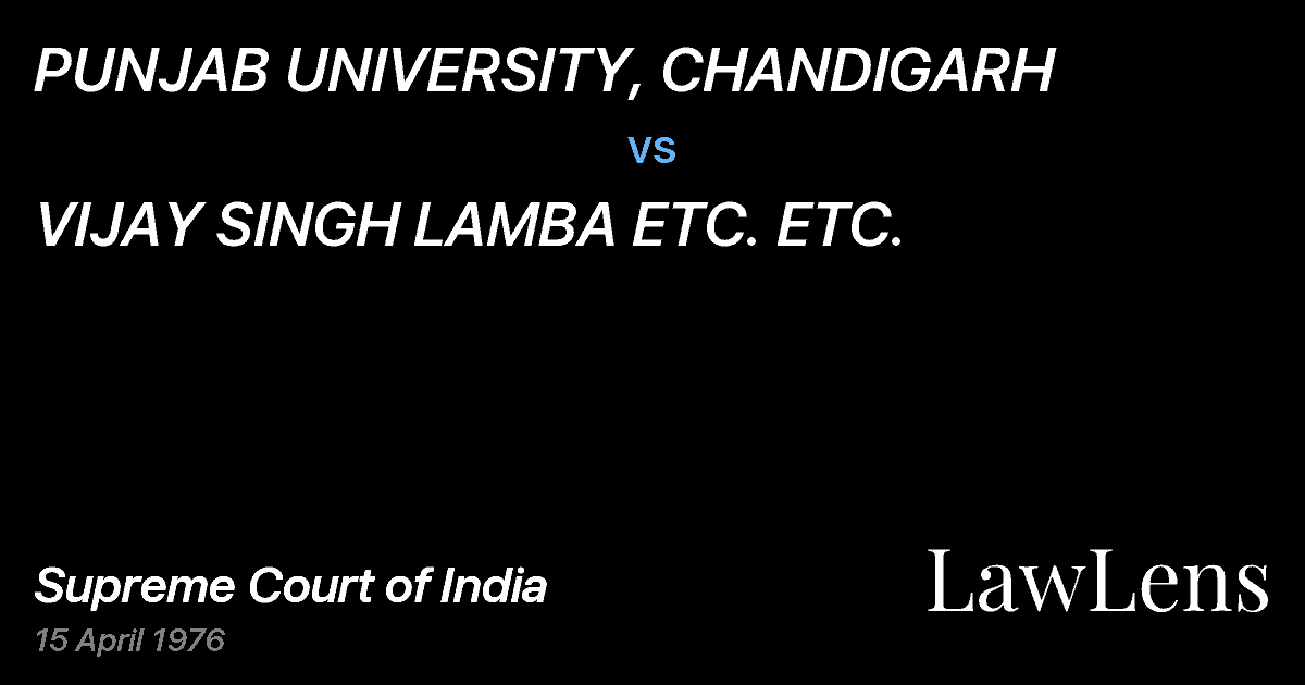 Preview image for PUNJAB UNIVERSITY, CHANDIGARH vs. VIJAY SINGH LAMBA ETC. ETC.