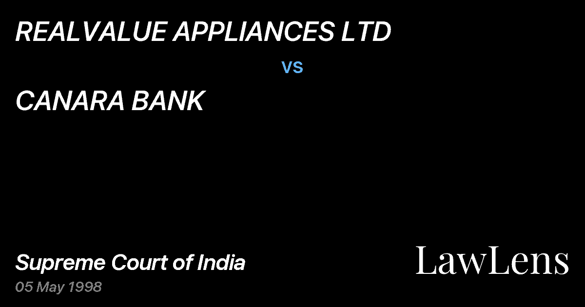 Preview image for REALVALUE APPLIANCES LTD vs. CANARA BANK